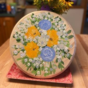 Rustic hanging wildflower painting on wood